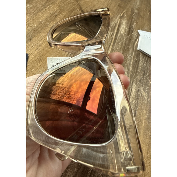 SAINT LAURENT KATE SL214 023 55 20-145 L CAT EYE SUNGLASSES IN NUDE MIRROR